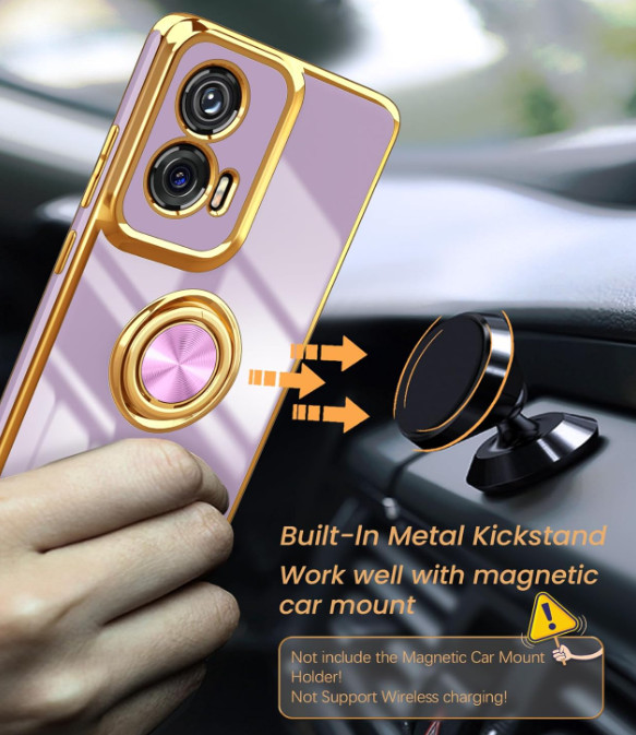 For Moto G Stylus 5G 2024 Case Built-in 360° Magnetic Kickstand/Screen Protector