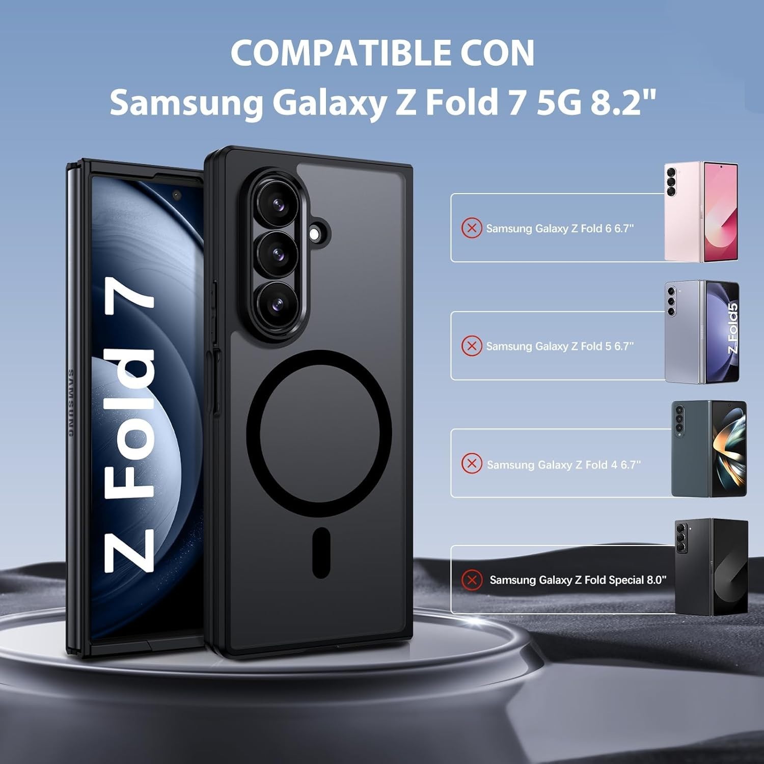 GUAGUA for Samsung Galaxy Z Fold 7 Case Magnetic Cases Translucent Matte Back Sk