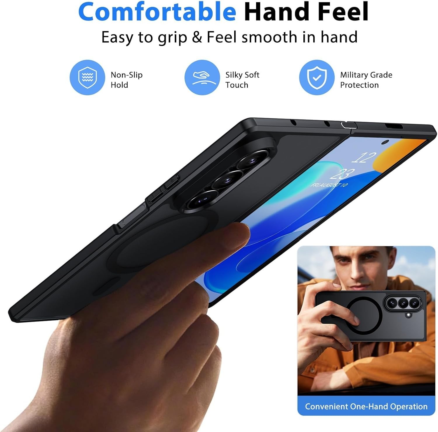 GUAGUA for Samsung Galaxy Z Fold 7 Case Magnetic Cases Translucent Matte Back Sk