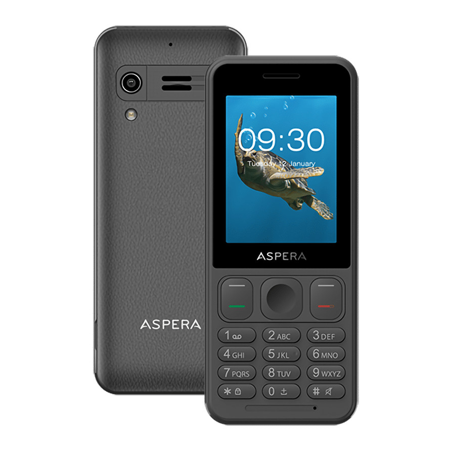 Aspera F48 (2.4”, 128MB, Big Button Keypad) Senior Friendly – Black/Grey