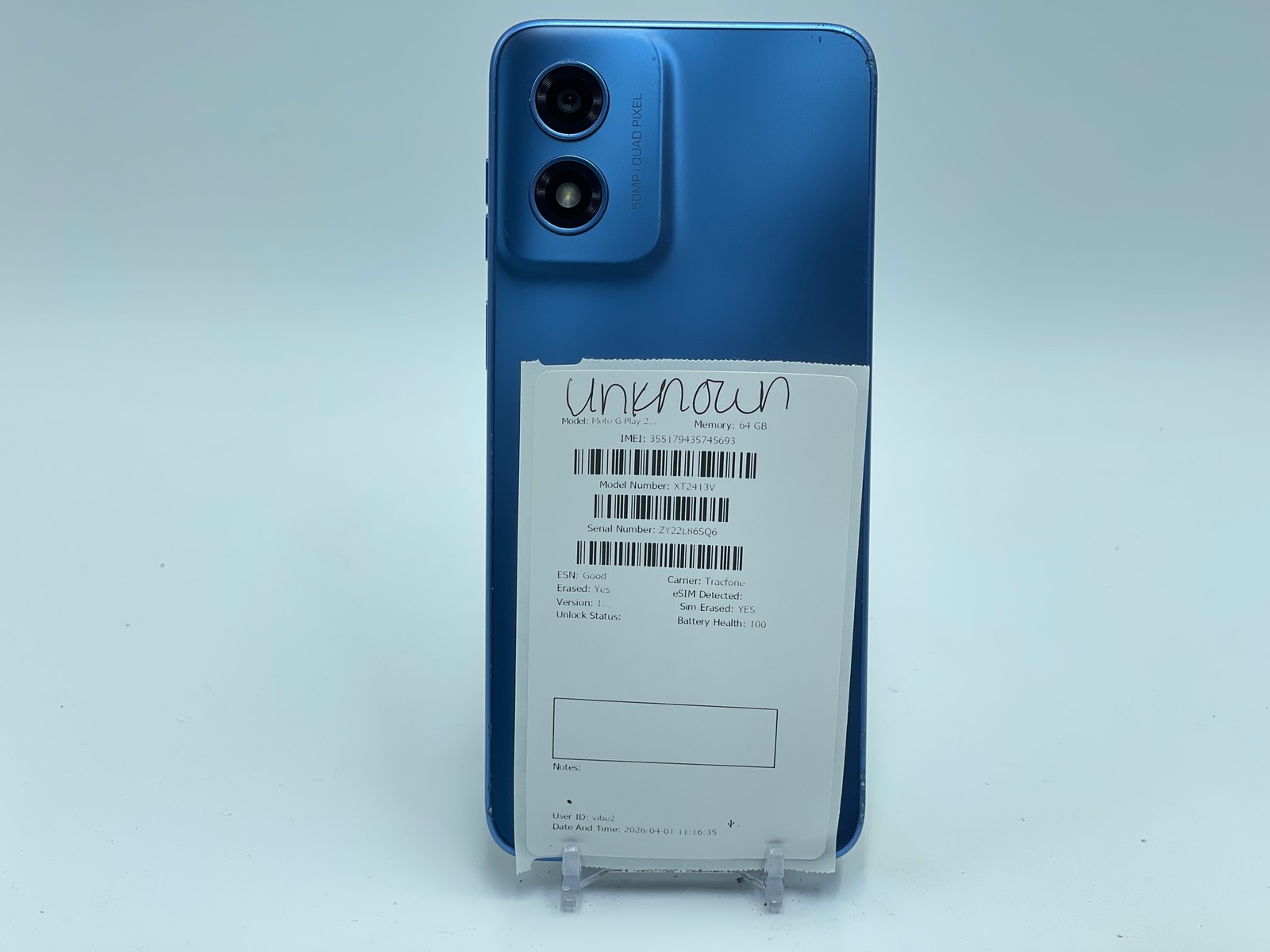 Motorola Moto G Play 2024 64GB XT2413V (Unknown) Blue (E-0044)