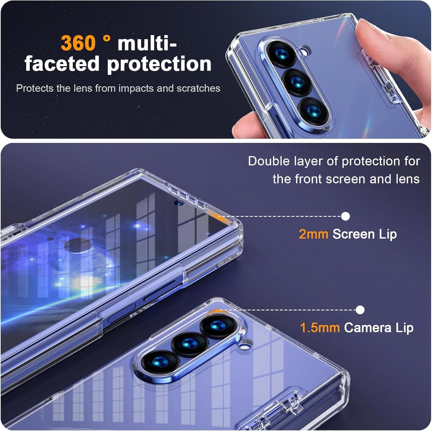 Samsung Galaxy Z Fold 6 Case with Kickstand Full Body Plastic Stylish Shockproof