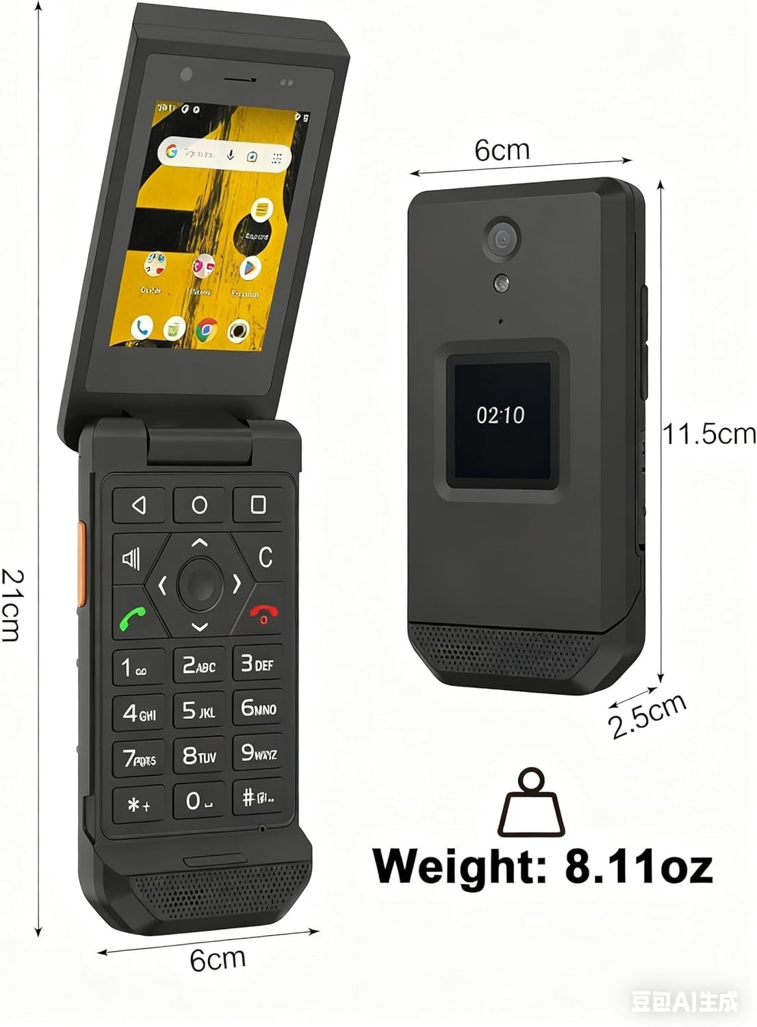 Unifone CAT S22 Rugged Flip Phone 16GB 2.8” Touchscreen Unlocked Smartphone