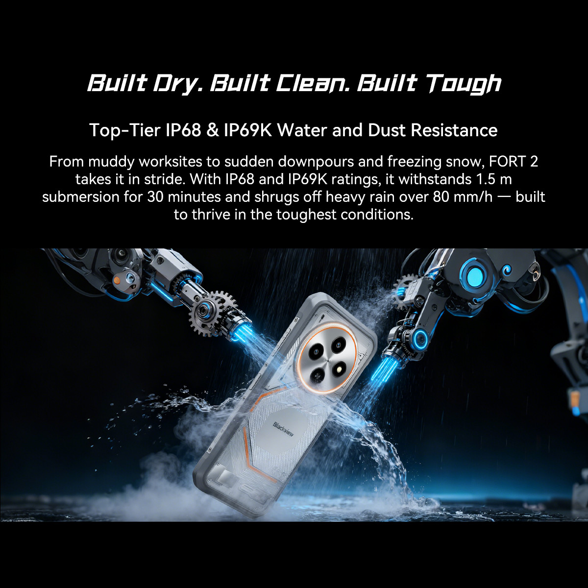 Blackview FORT 2 AI 4G Rugged Smartphone 24GB+128GB 6.56″ Android 15 5000mAh NFC