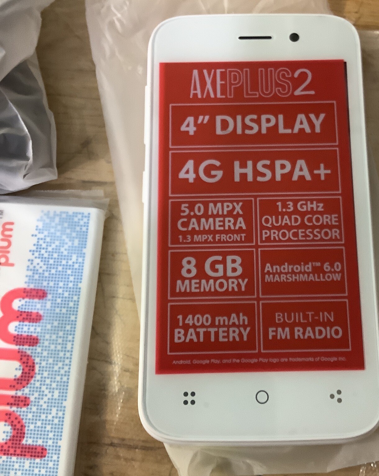 Phone Android Unlocked AXEPlus2 Android 8GB-White Phone,Camera,Built In FM Radio