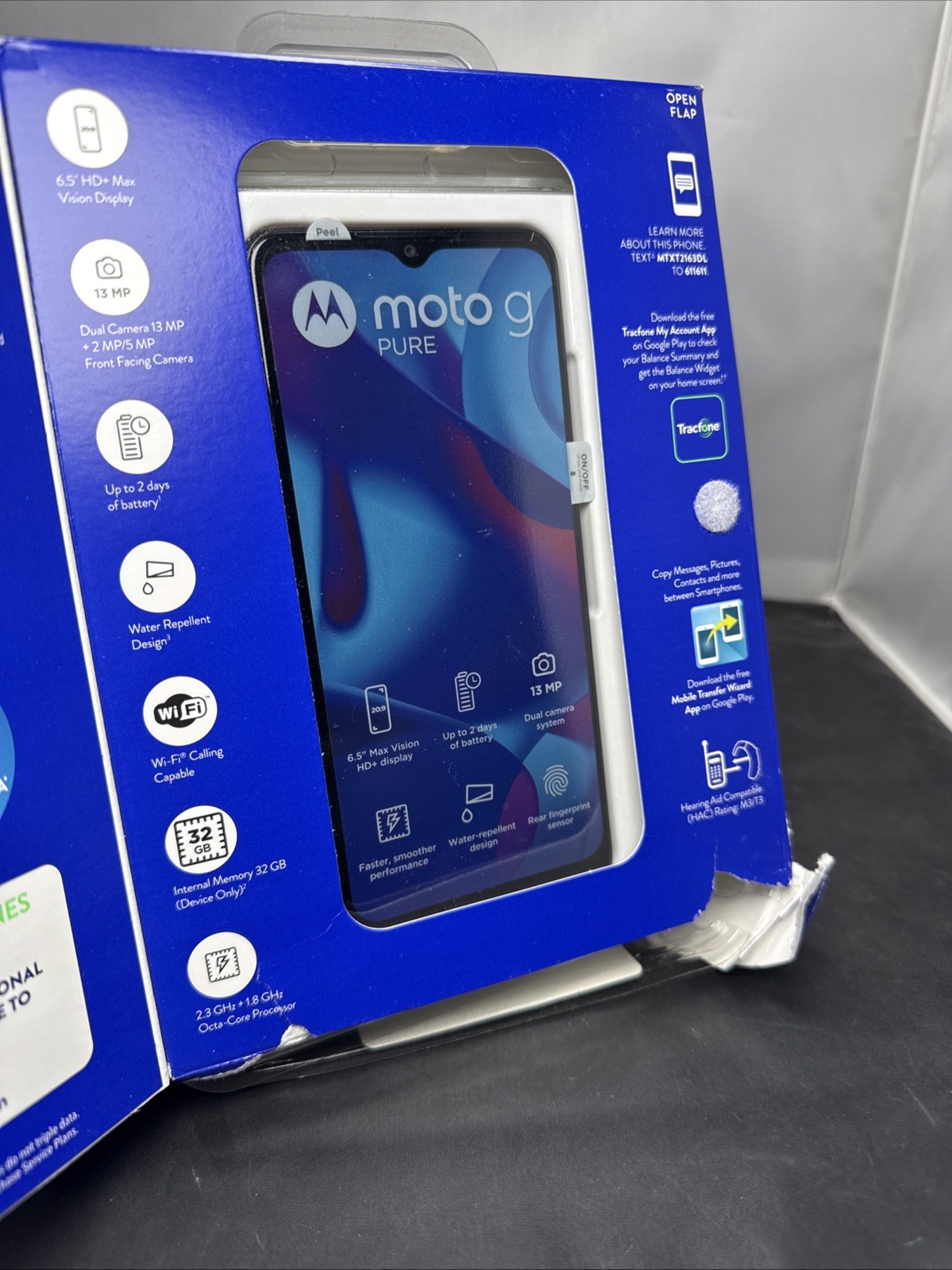 NEW SEALED Motorola Moto G Pure XT2163DL 32GB Deep Indigo TracFone CELL Phone