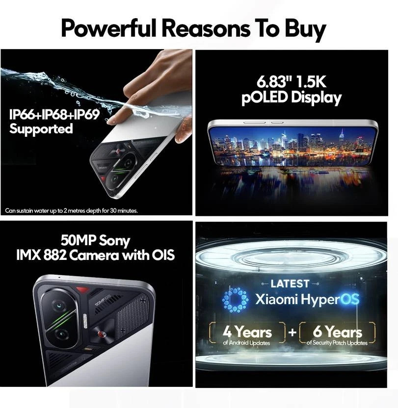 POCO F7 5G (Black, 256 GB 12 GB ) 8s Gen 4 Processor NFC 6.83″ Global Version.