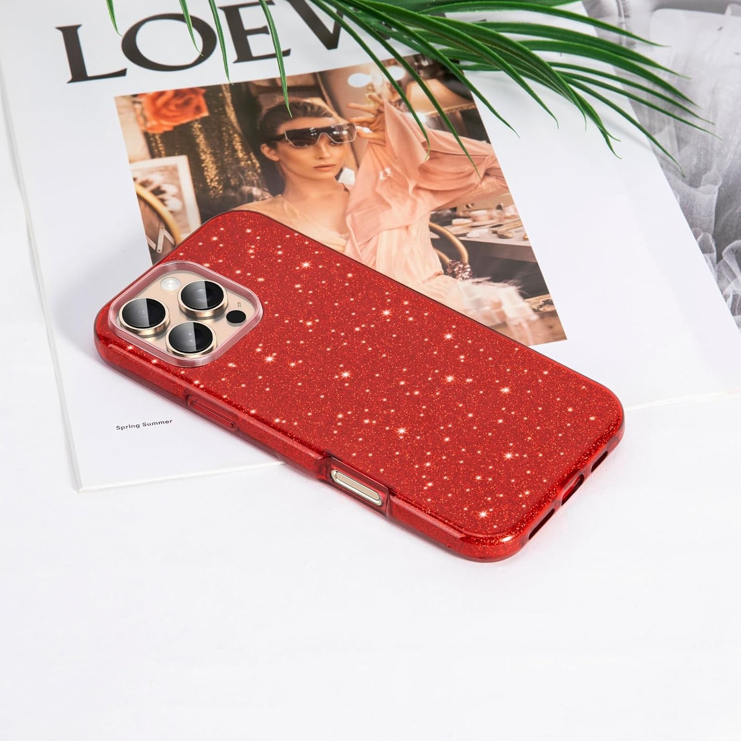 iPhone 16 Pro Max Case, Glitter Bling 3-Layer Shockproof Anti-Scratch Cover 6.9′