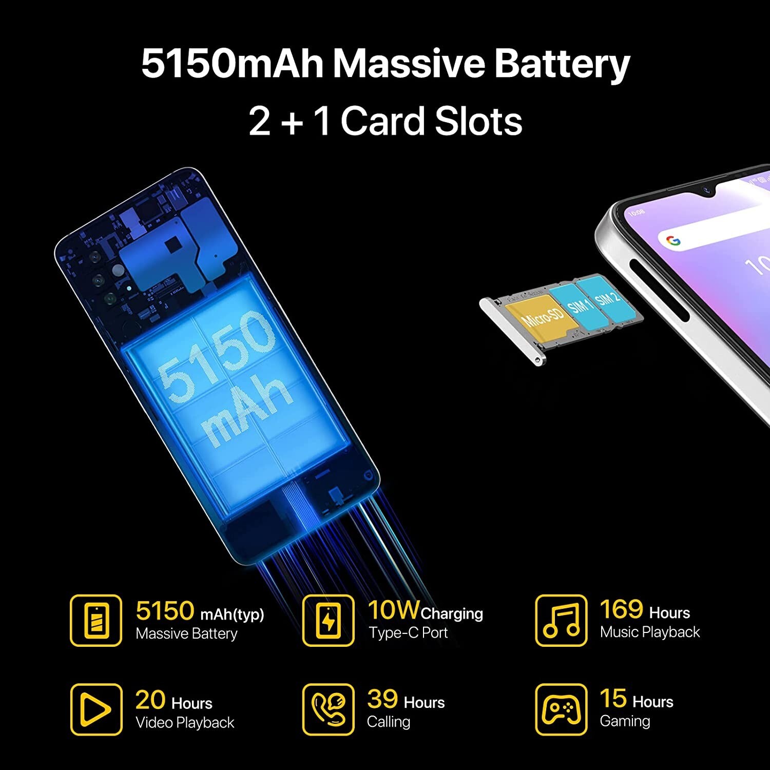 UMIDIGI A11 Pro Max4G+128G 6.8″ Global Unlocked Smartphone Helio G80 Android 11