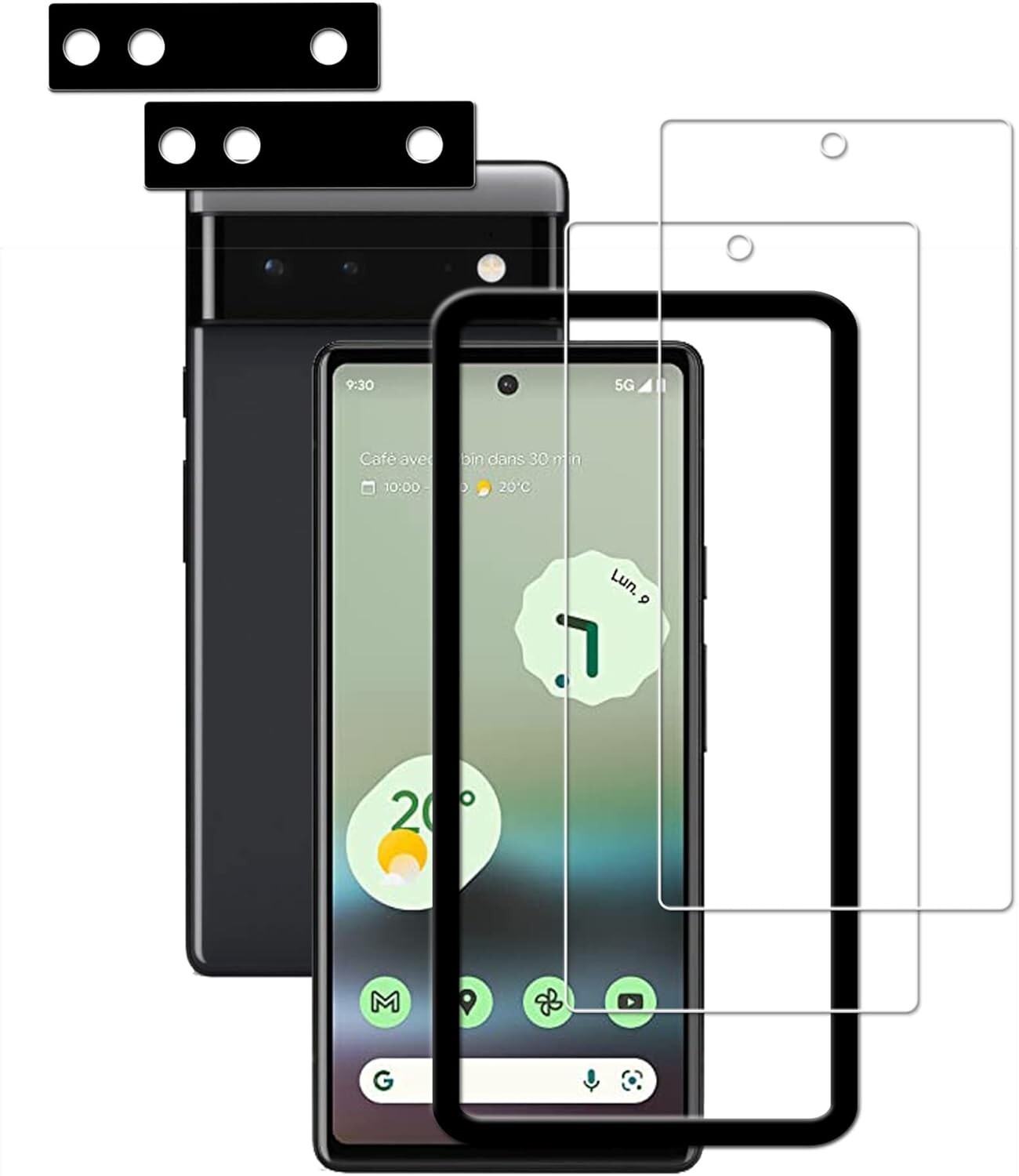 2+2 For Google Pixel 6a Screen Protector Tempered Glass Transparency HD Clear
