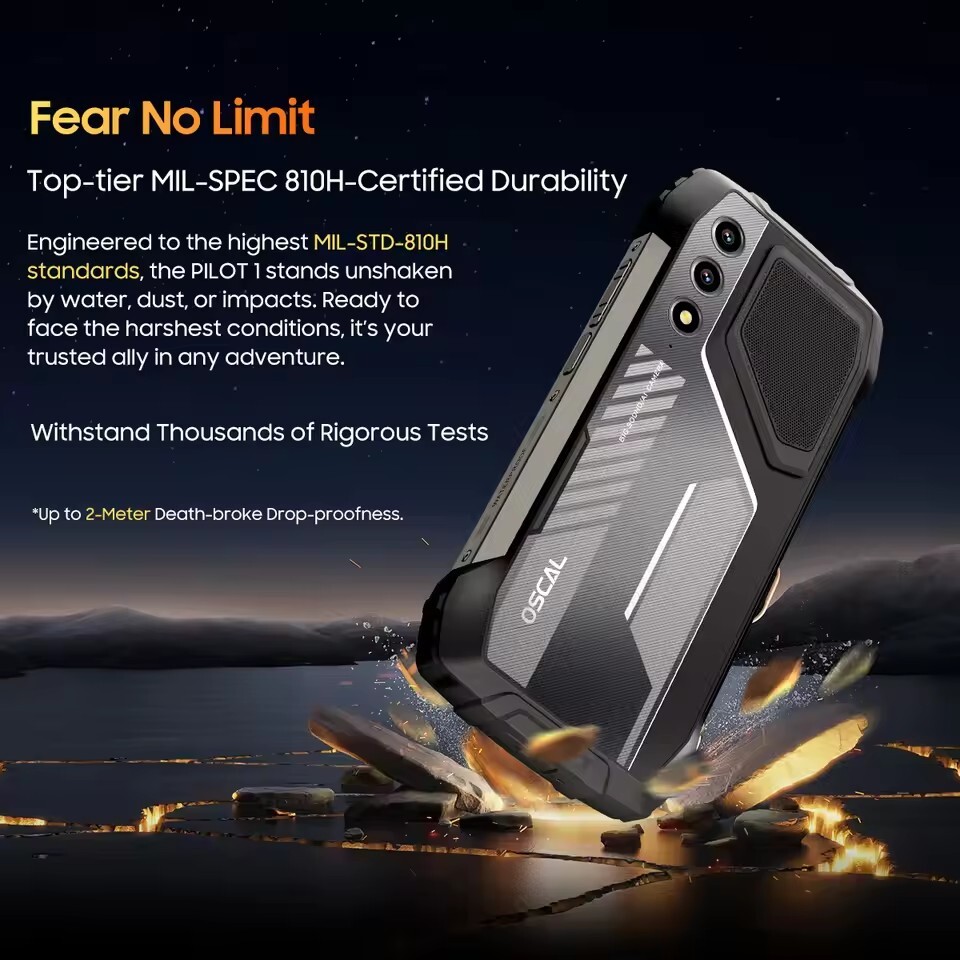 Global Version OSCAL PILOT 1 IP68 Phone Flashlights 50MP 15000mAh NFC 6.67″120Hz