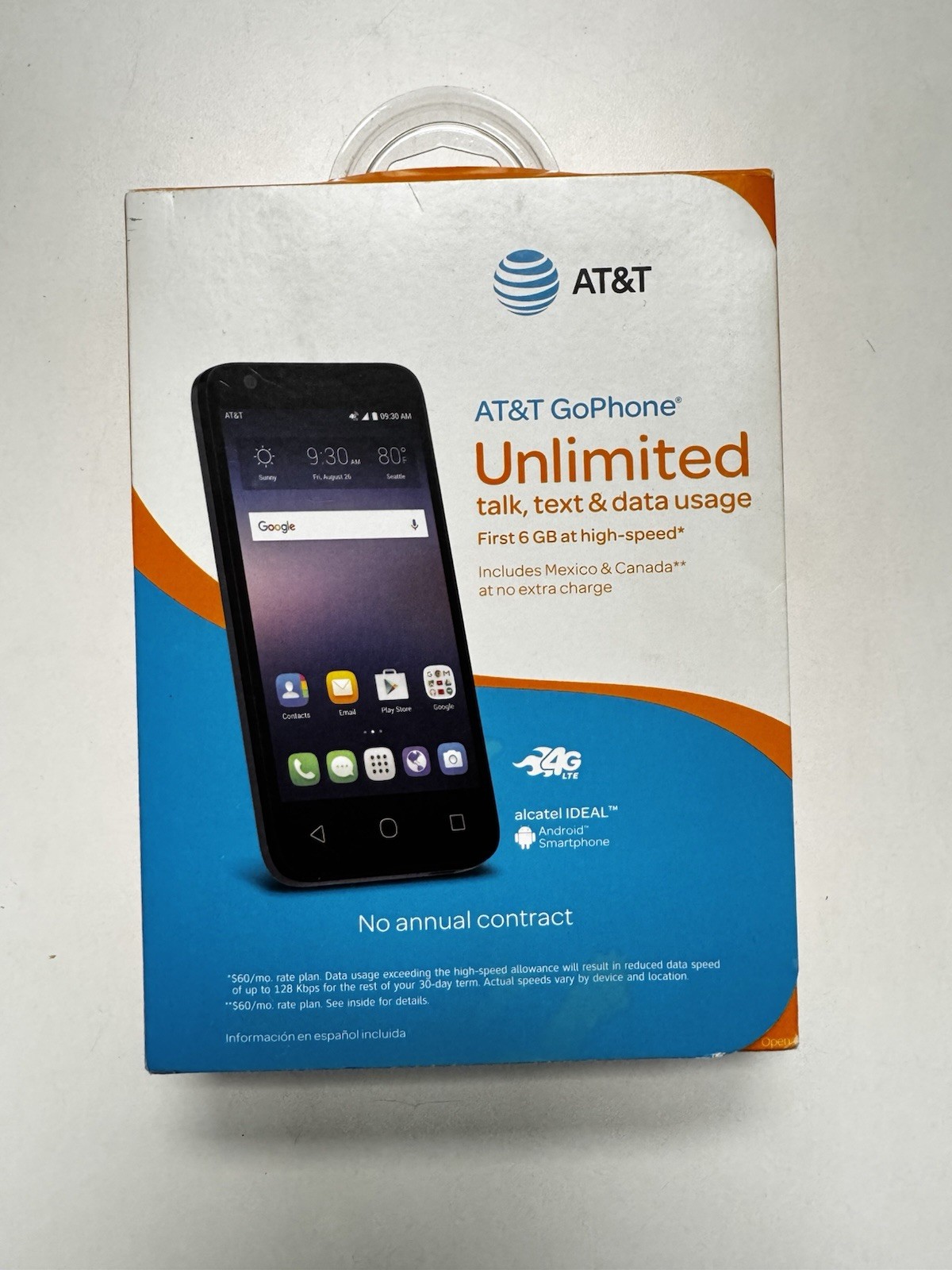AT&T Go Phone ALCATEL Ideal 8GB 4.5″ Prepaid Smartphone Slate Blue – NEW