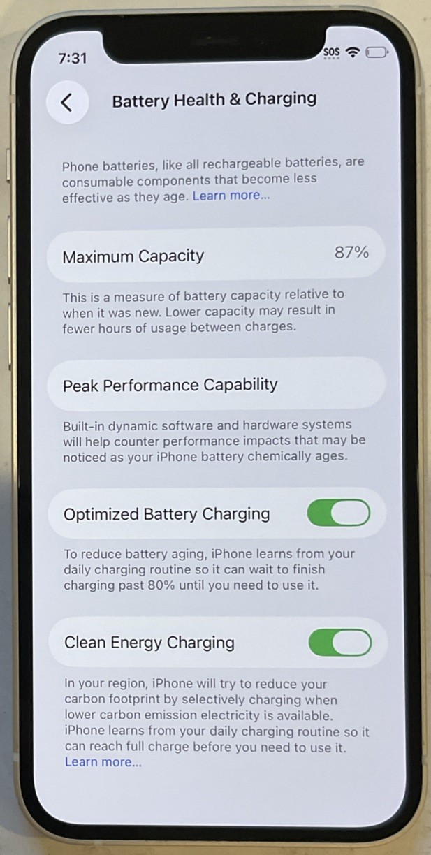 TESTED USED WHITE GSM UNLOCKED iPhone 12 MINI, 64GB A2176 MG6H3LL/A, 87% BATTERY