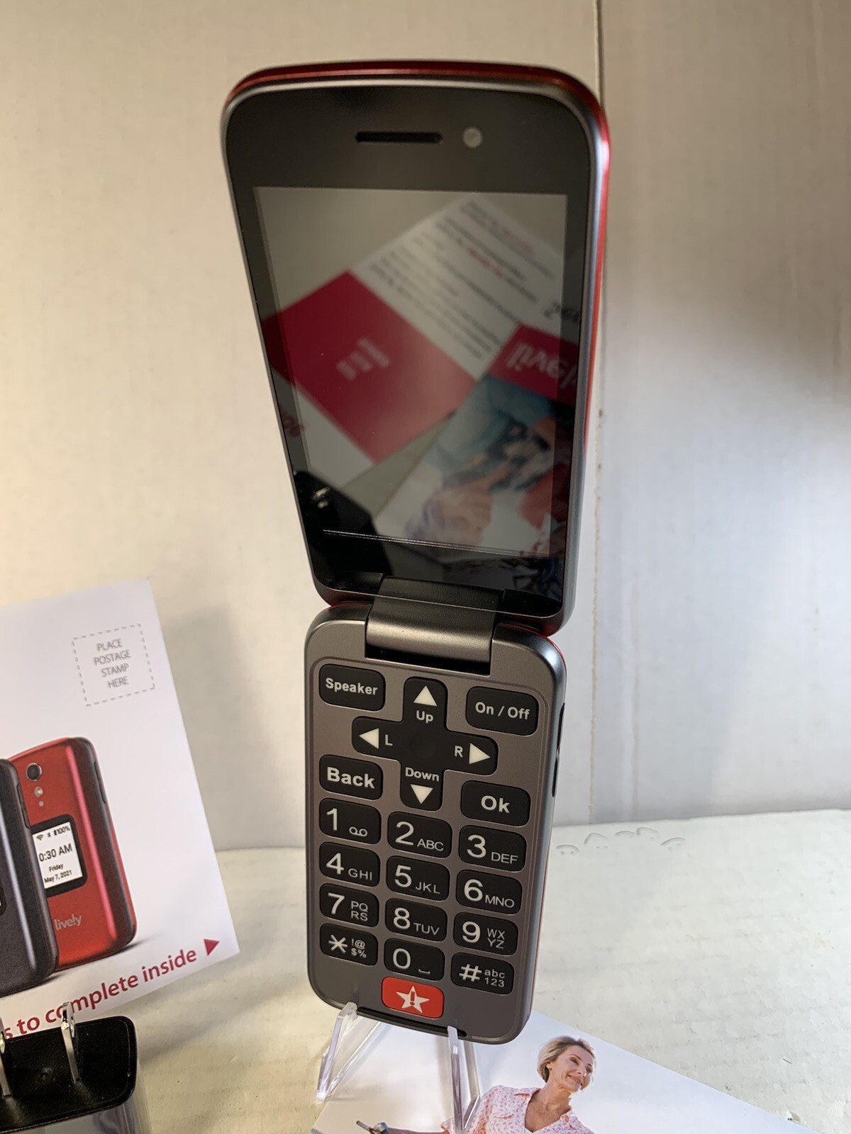 Lively Jitterbug Flip Cell Cellular Mobile Phone Red Casing New Without Box