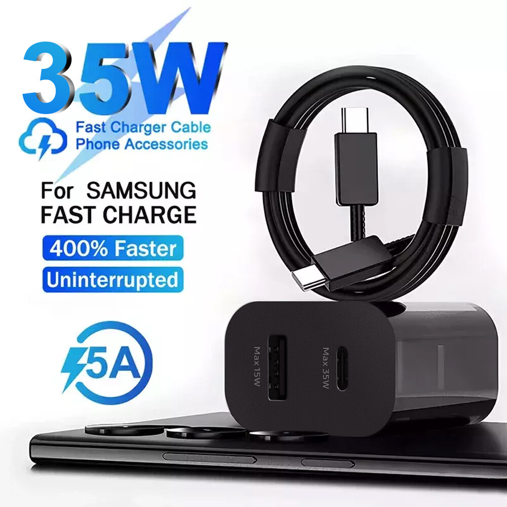 Super 35W PD Power Adapter Duo Wall Charger+Cables For Samsung S23-S20 NOTE 20 U