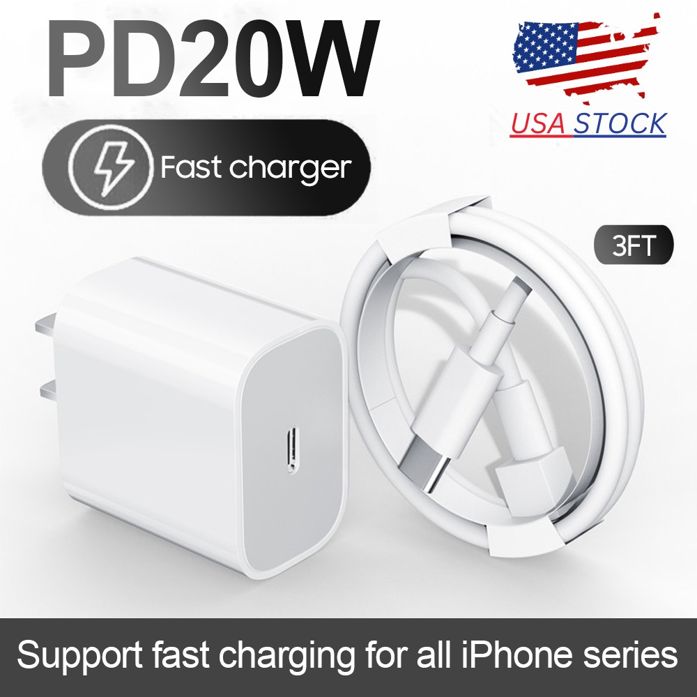 20W Super Fast Wall Charger +Cable Type C For iPhone 7/8/10/11/12/13/14 Pro X XR