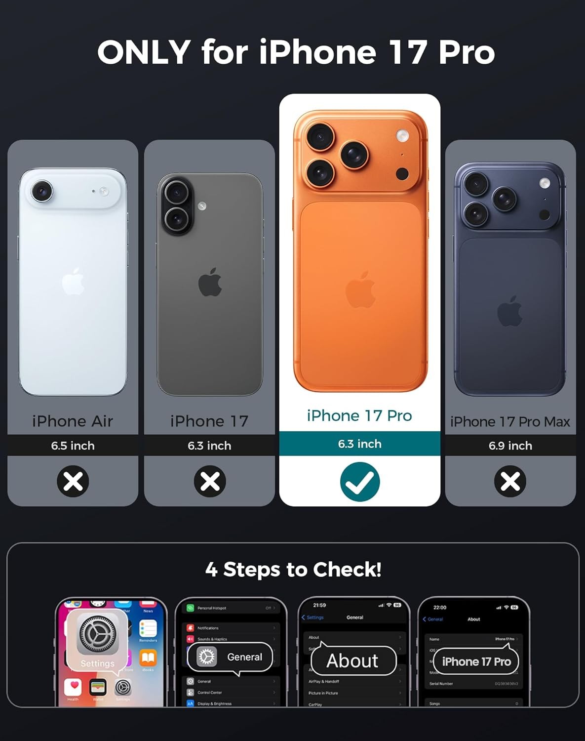iPhone 17 Pro Case with Privacy Tempered Glass Screen Protector & Camera Lens Pr