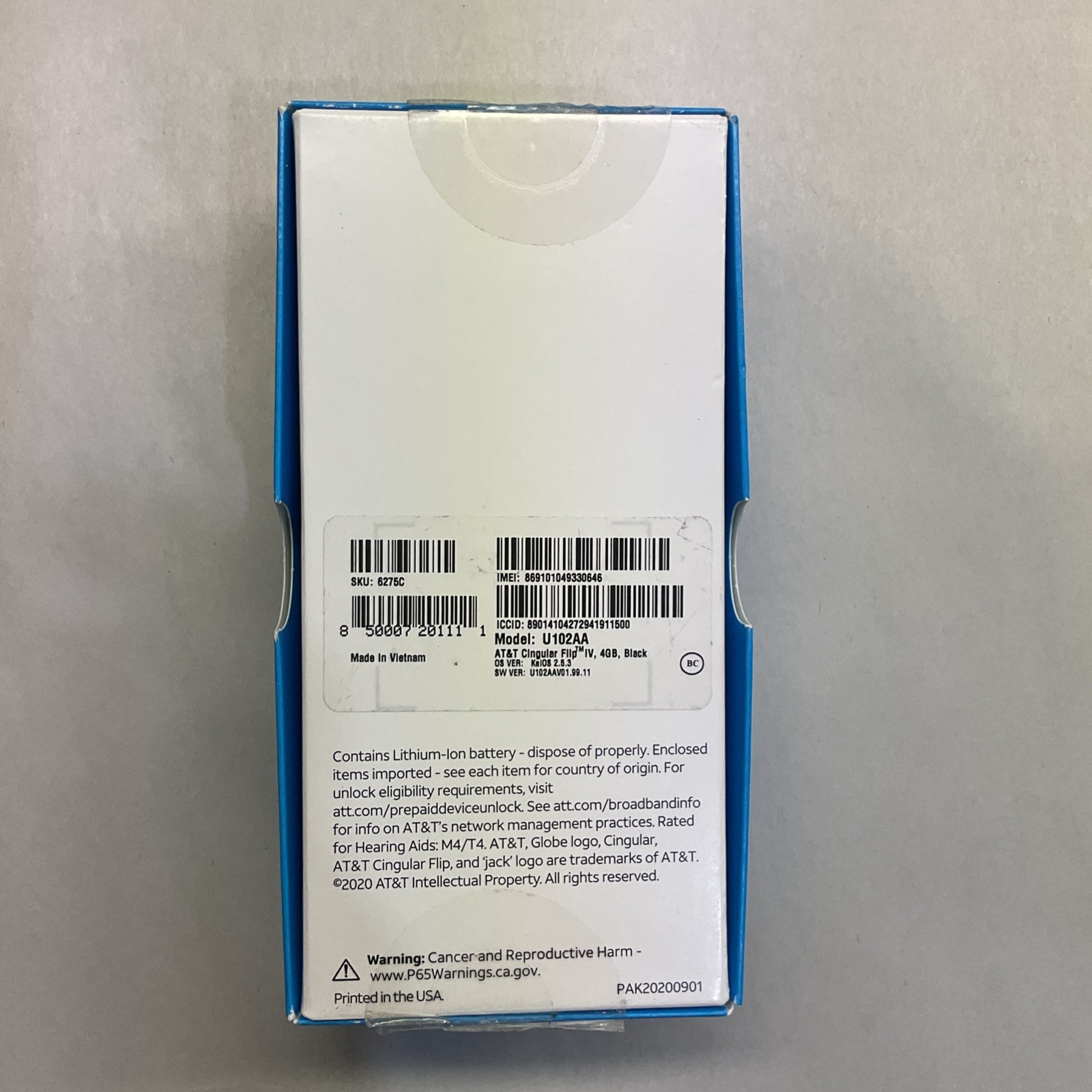 AT&T CINGULAR FLIP IV 4GB PHONE U102AA 4G LTE *NEW, OPEN BOX*