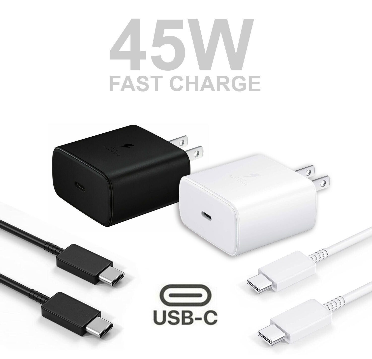 45w Type USB-C Super Fast Wall Charger +6FT Cable For Samsung Galaxy S21 S22 DT