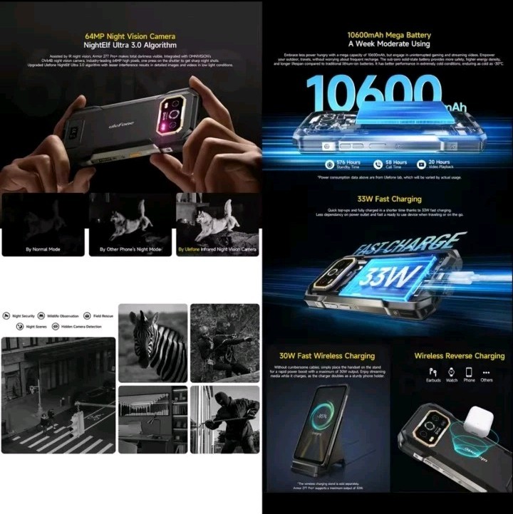 Ulefone Armor 27T PRO+ 5G Rugged Phone Thermal Imaging 24G/256G Night VN 10600mA