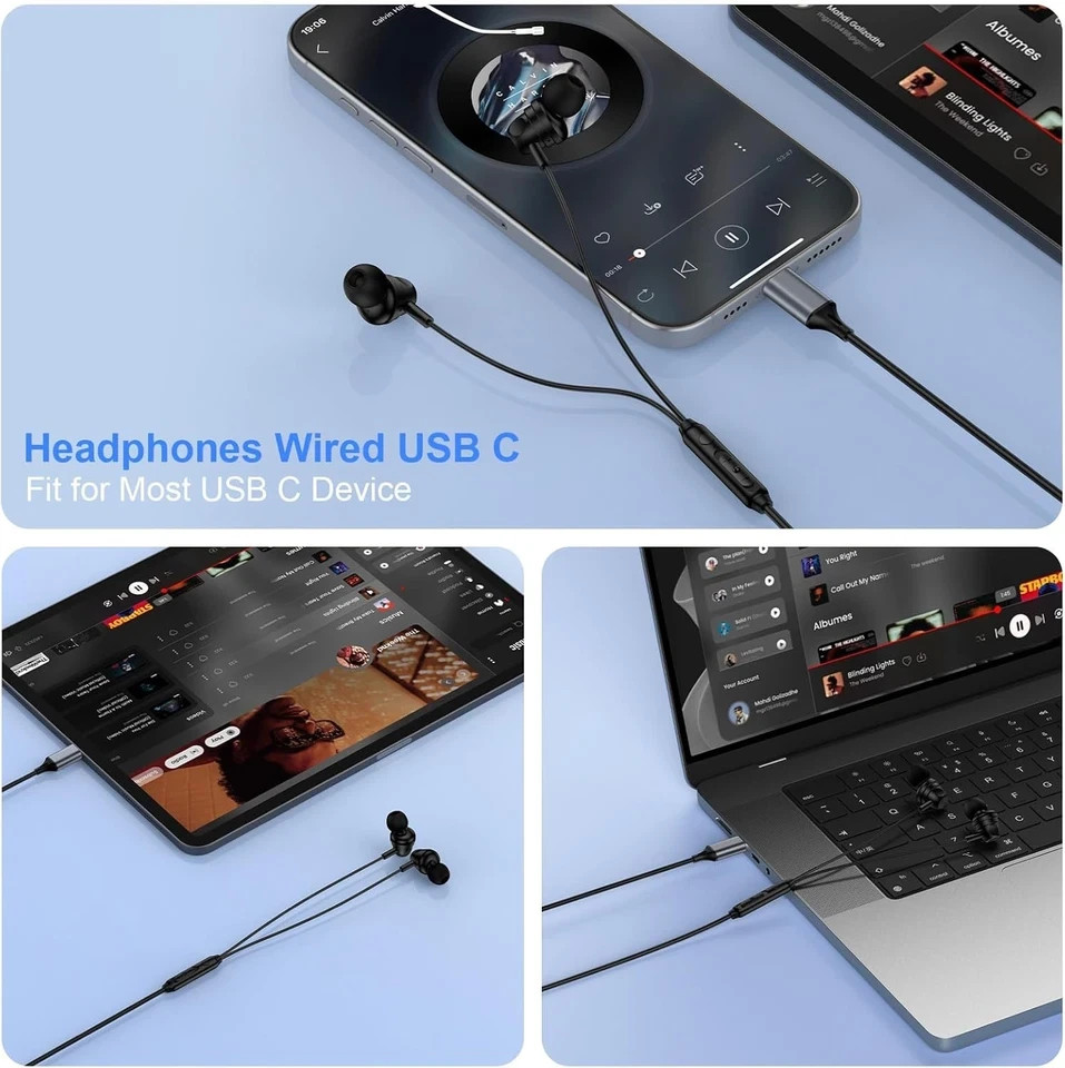 USB C Samsung Headphones Wired Earbuds for Samsung Galaxy A16 A36 5G A56 A15 A14