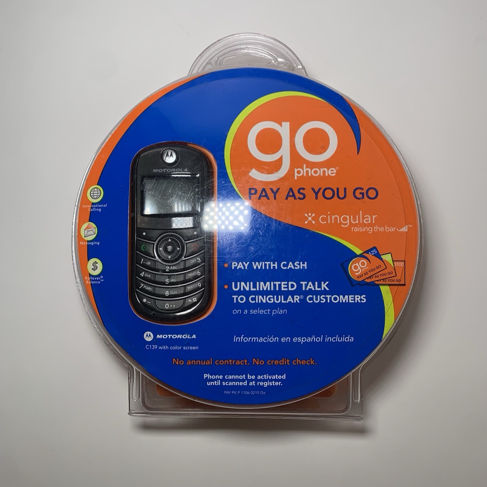 Motorola C139 Black Bar Phone 5MB Cingular Prepaid Go Phone Open Box