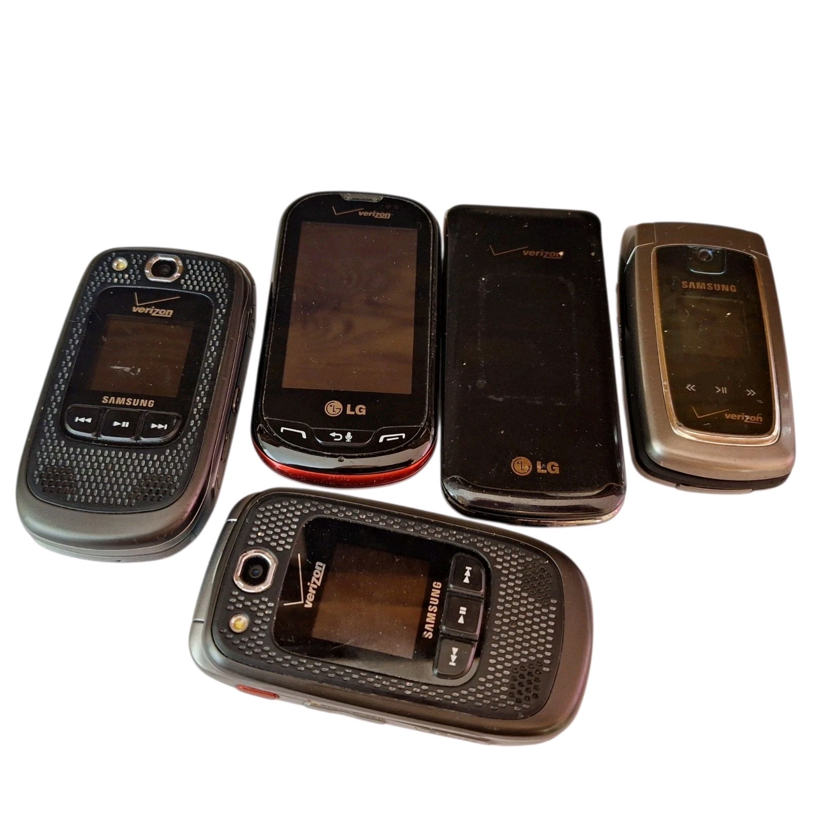 (LOT OF 5)Cell Phones Multiple Brands Not Working Parts Fair Flip Samsung LG