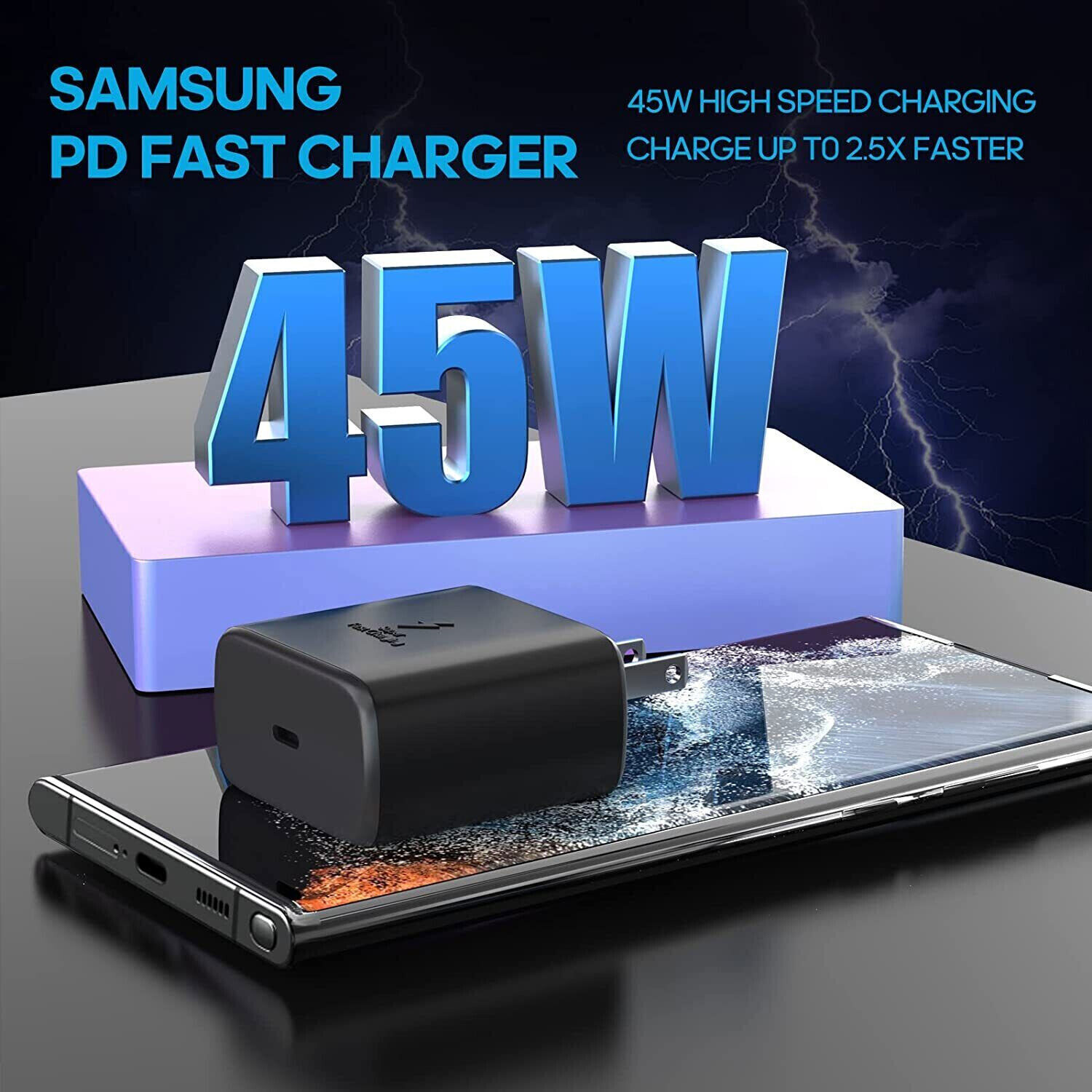45W Super Fast Wall Charger Adapter Type USB-C Cable For Samsung Galaxy S23 S22