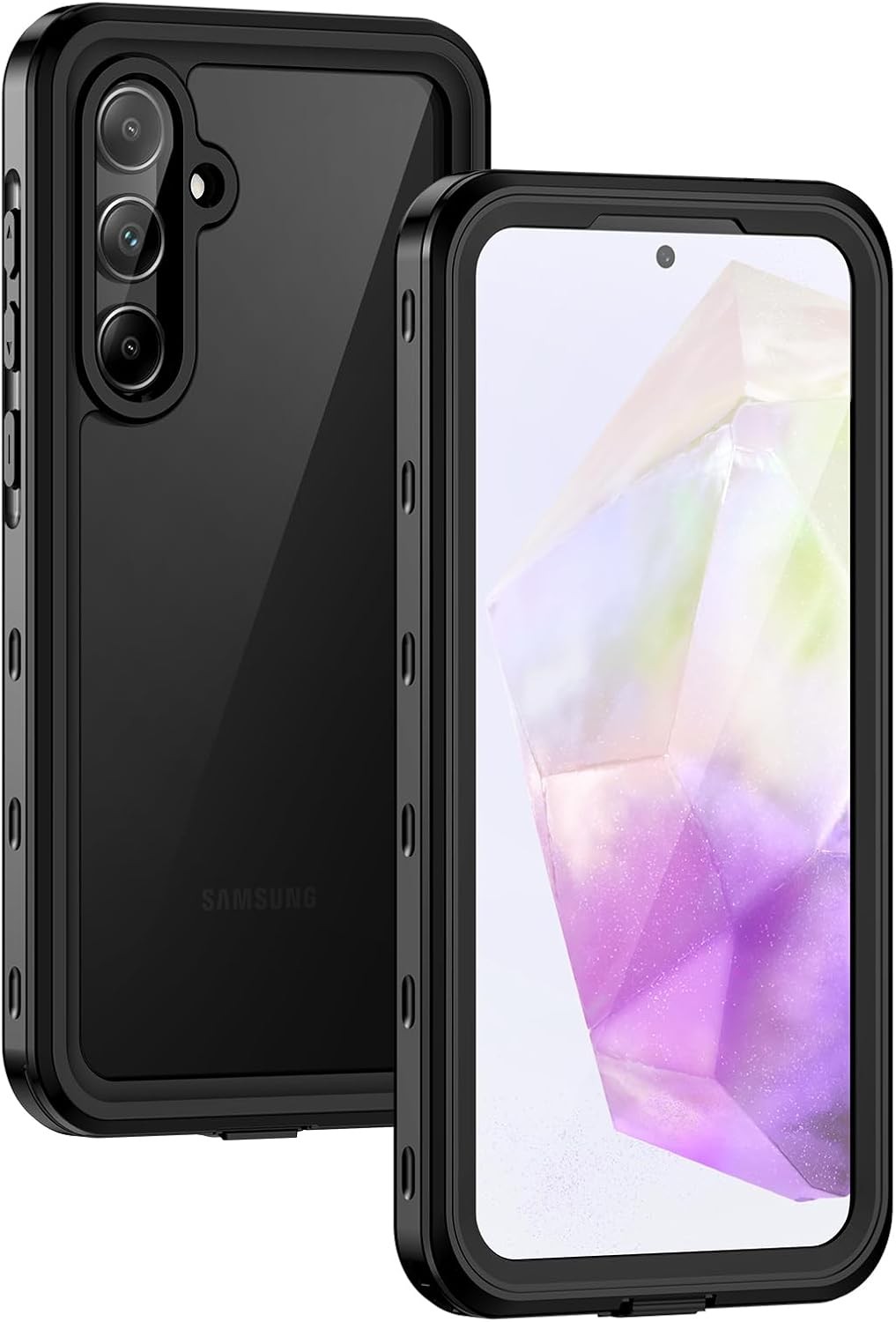 IP68 Rugged Waterproof and Dustproof Case for Samsung Galaxy A35 5G, Black/Clear