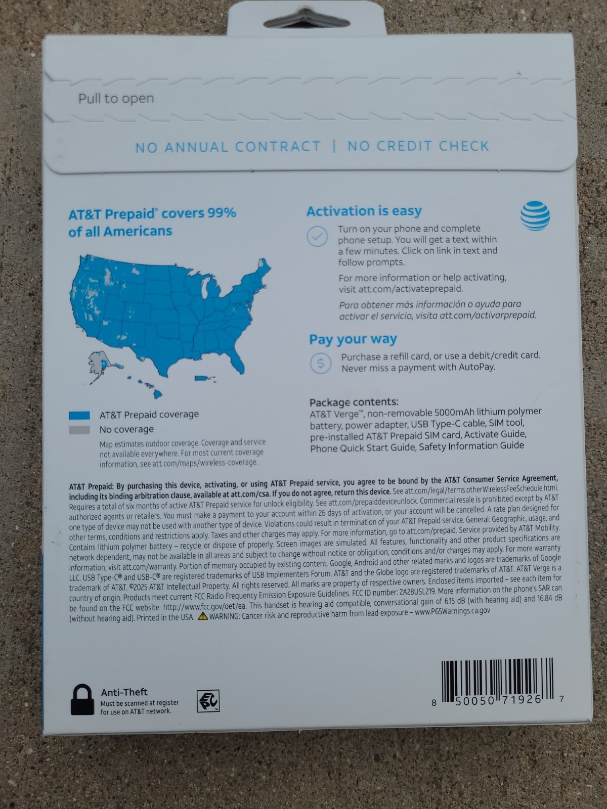AT&T Verge 64GB Locked Smartphone, Galactic Blue, 6.75″ Display, Android 14