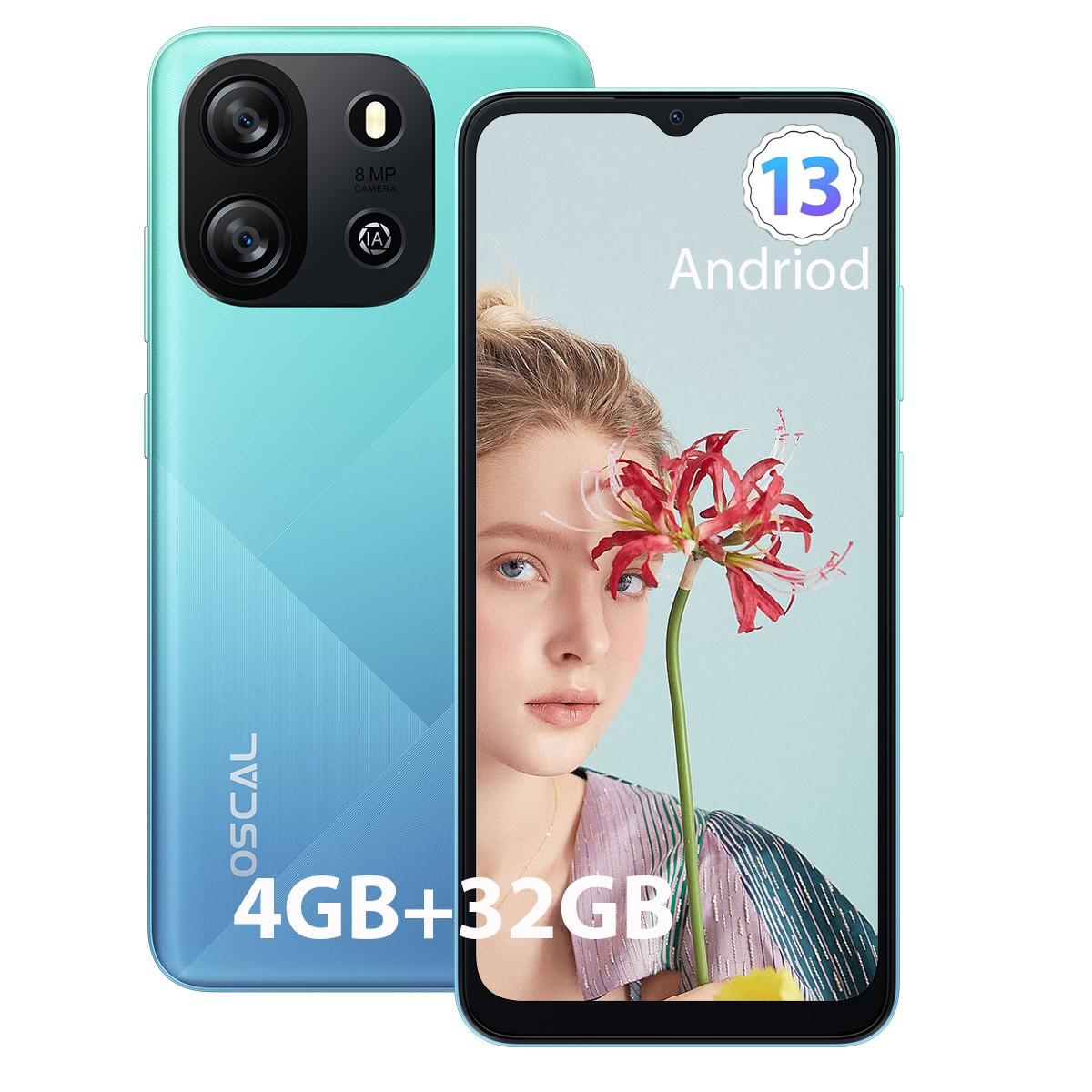 Blackview OSCAL FLAT 1C 4G Smartphone 4GB+32GB 6.56″ HD+ Android 13 Dual SIM 8MP