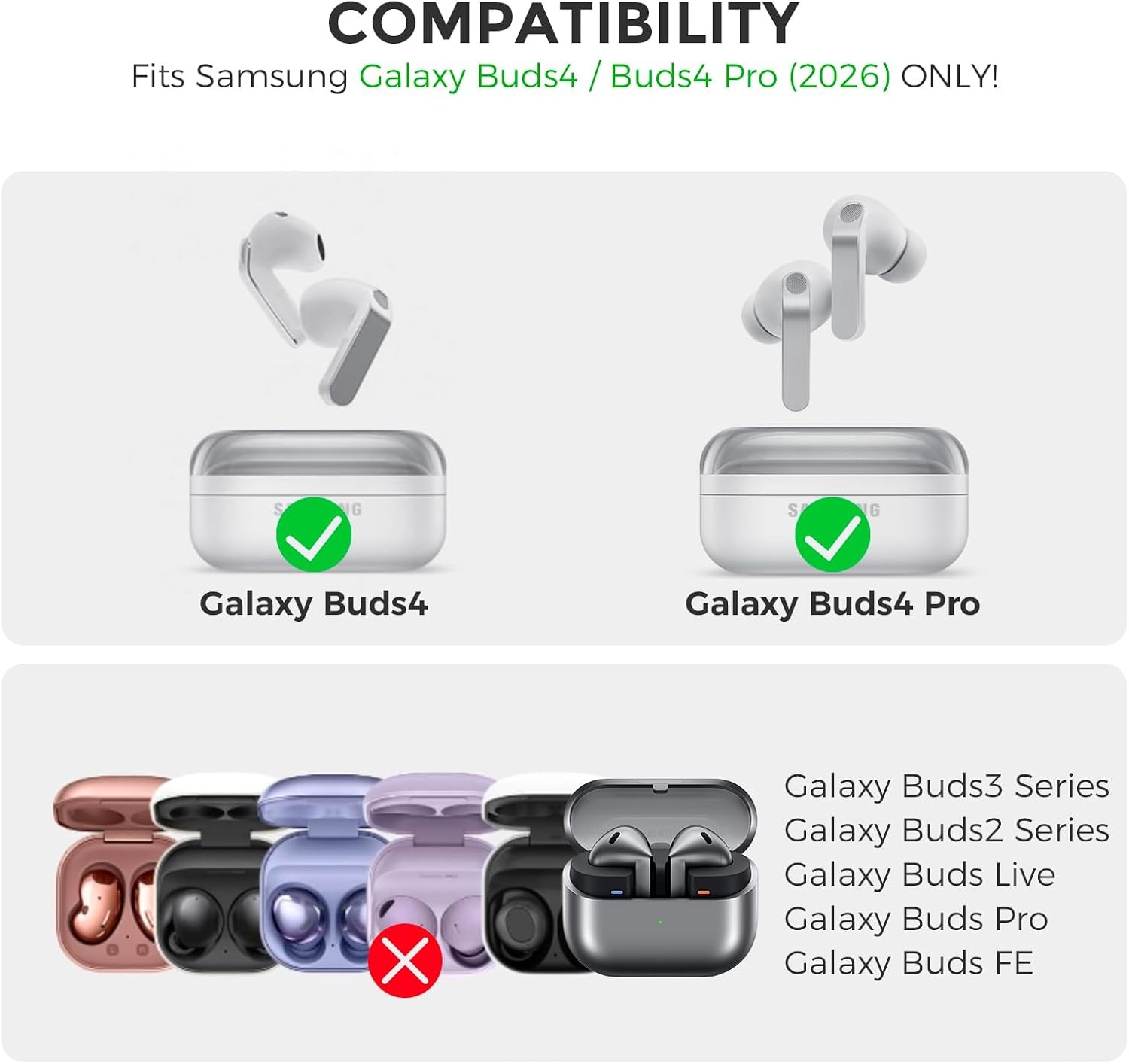 Shockproof Silicone Case Cover for Samsung Galaxy Buds4/Buds4 Pro (2026) Lavende