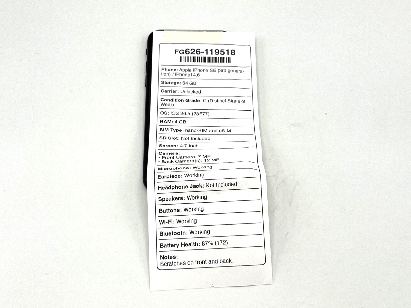 Apple iPhone SE (3rd Generation) | 64GB | Black | Unlocked | Grade C | READ