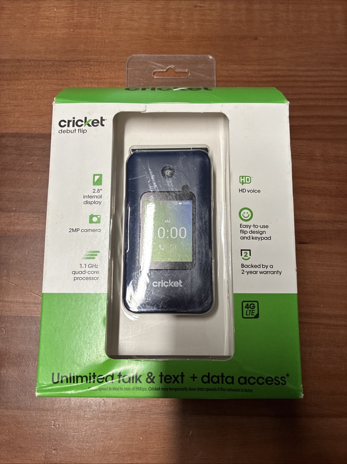 Cricket Debut Flip 4G LTE Wireless Prepaid Phone – Navy Blue