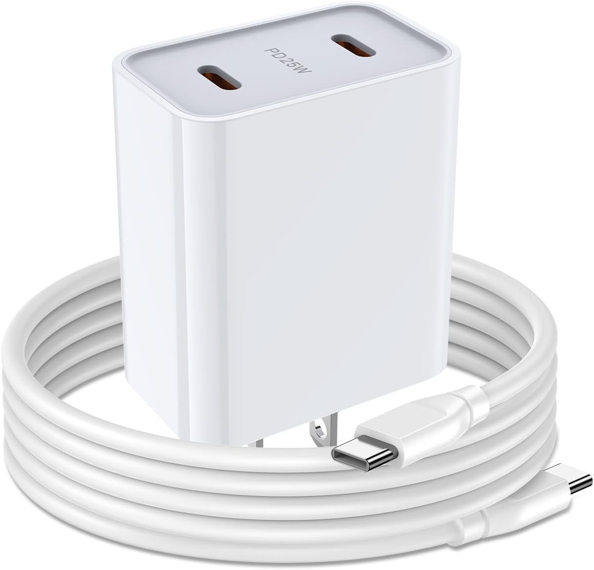 25W USB-C Fast Wall Charger 2-Pack with 6FT Cable for Samsung Galaxy A15 A16 A17
