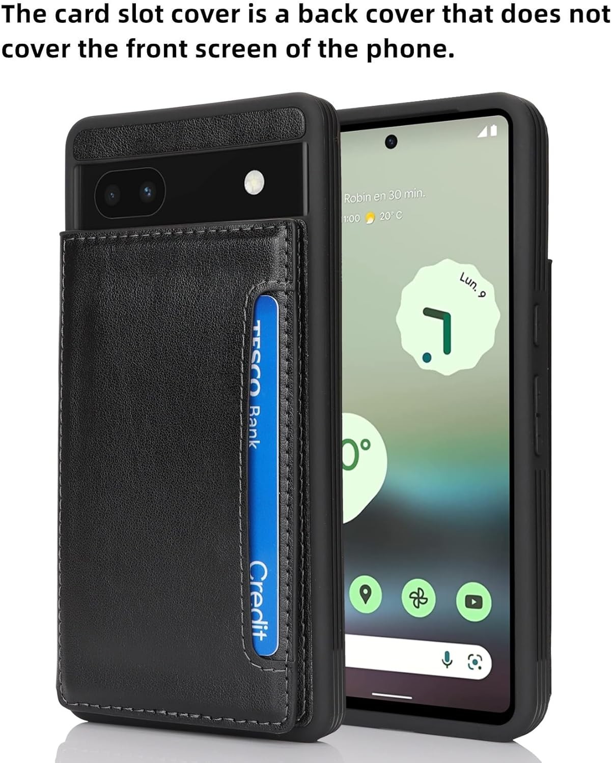 Wallet Phone Case for Google Pixel 6a, Card Holder, RFID Blocking, Black