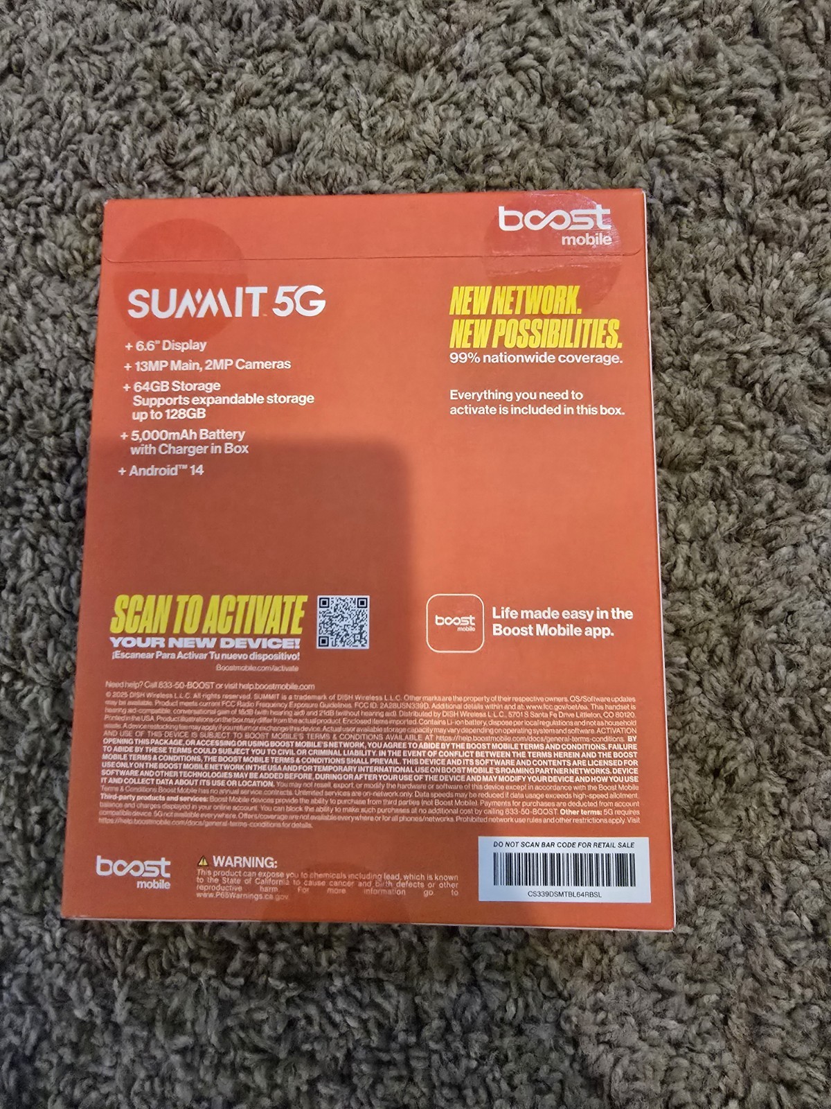 Boost Mobile Summit 5G, 64GB, Blue Prepaid Smart Phone, Locked to Boost 🆕