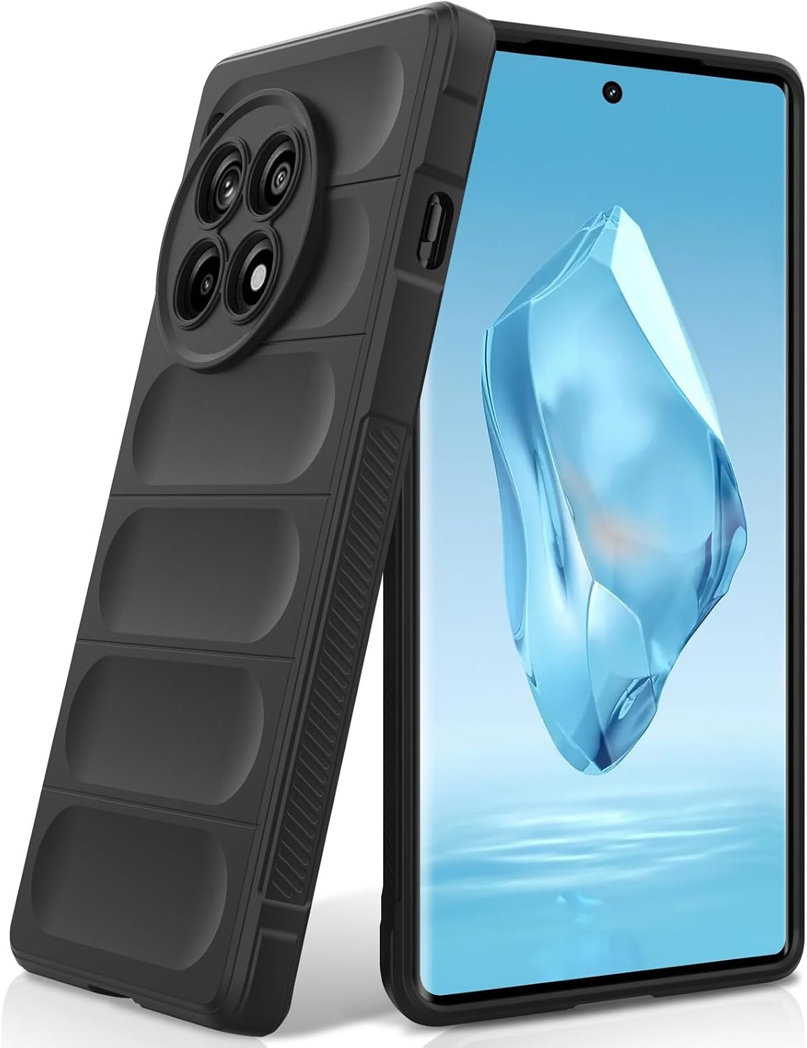 Silicone Case for OnePlus 12R, Shockproof with Camera Protection, Black