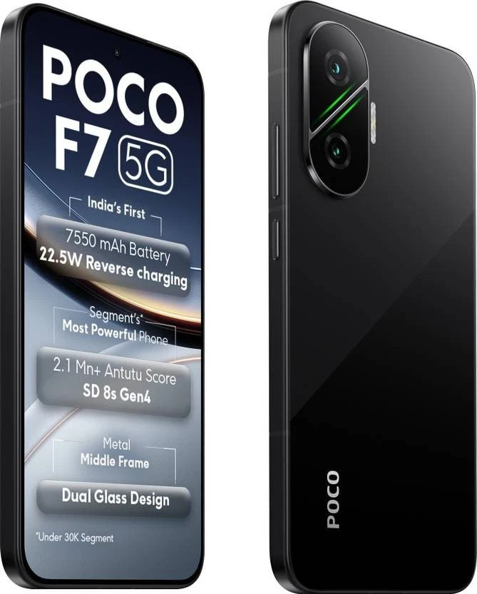 POCO F7 5G (Black, 256 GB 12 GB ) 8s Gen 4 Processor NFC 6.83″ Global Version.