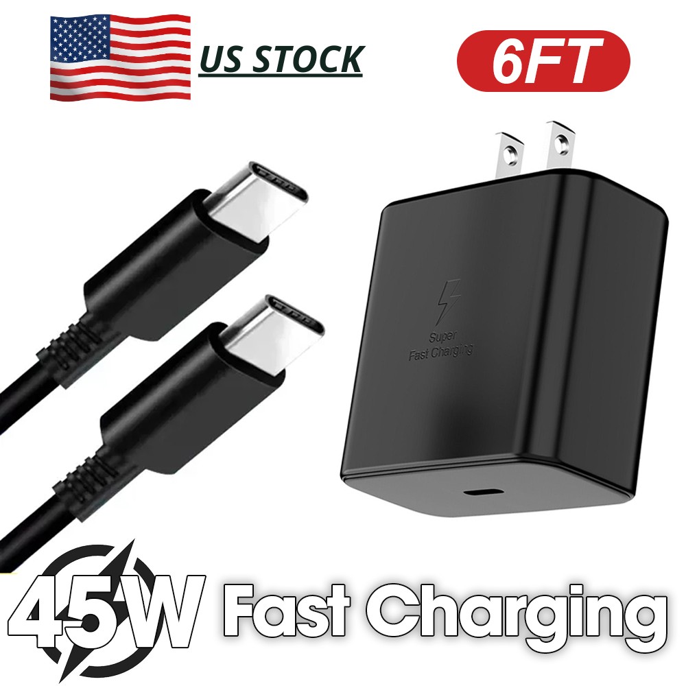 45W Super Fast Charging Type C Wall Charger+6ft Cable For Samsung Galaxy S20 S24