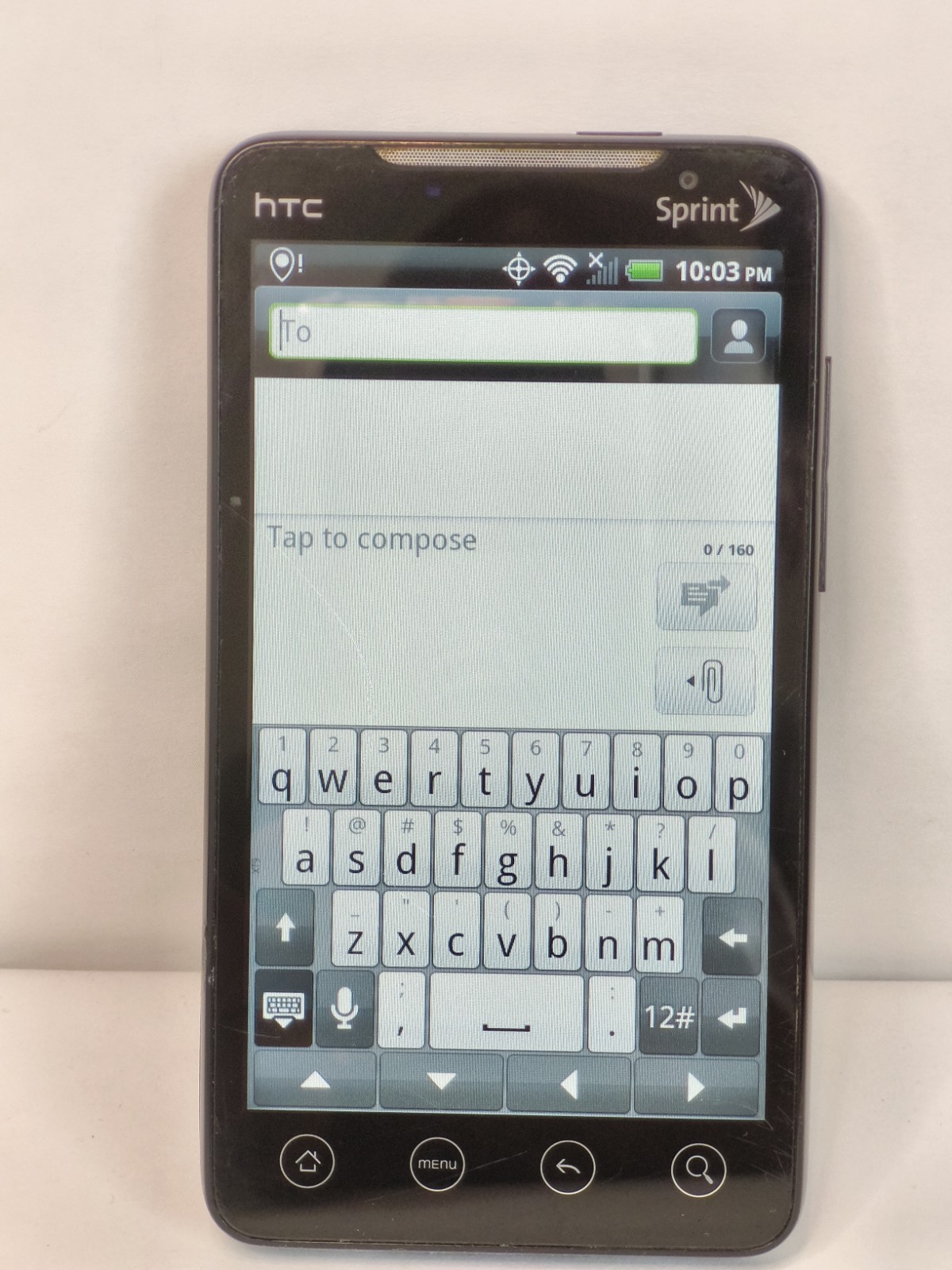 HTC Evo4G smartphone. Sprint. powers on. Parts/repair only.
