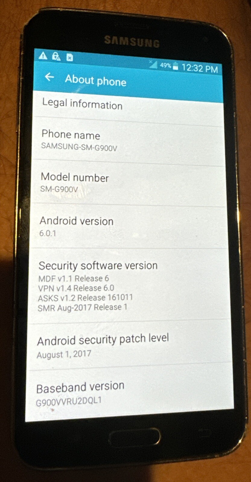 Samsung Galaxy S5 SM-G900V (Verizon) Black 16GB Fast Ship FAIR Used Mess