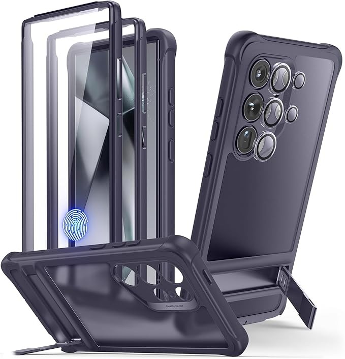 Samsung Galaxy S24 Ultra Case with Extra Protective Front Frame & 3 Kickstand Mo
