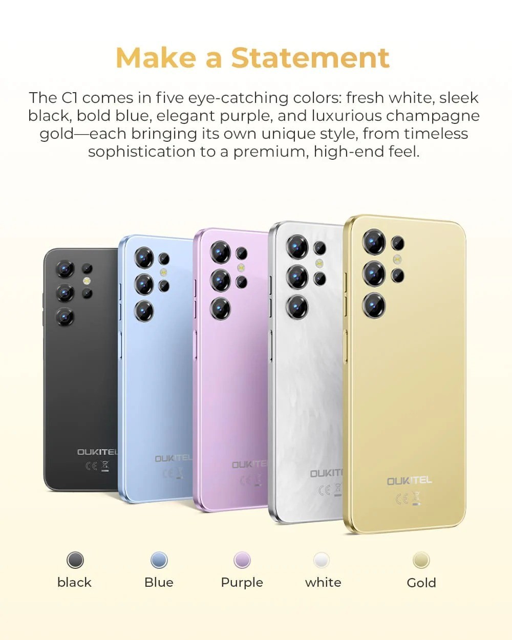 New OUKITEL C1 |Unlocked 6.52”HD+Display Android 15 Global Version Cell Phone GD