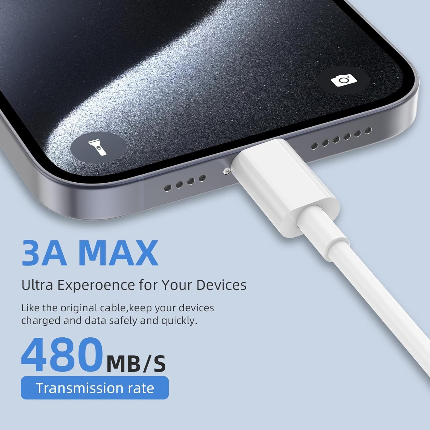 2 Pack USB A to USB C Fast Charger for iPhone 17 16 15 3FT