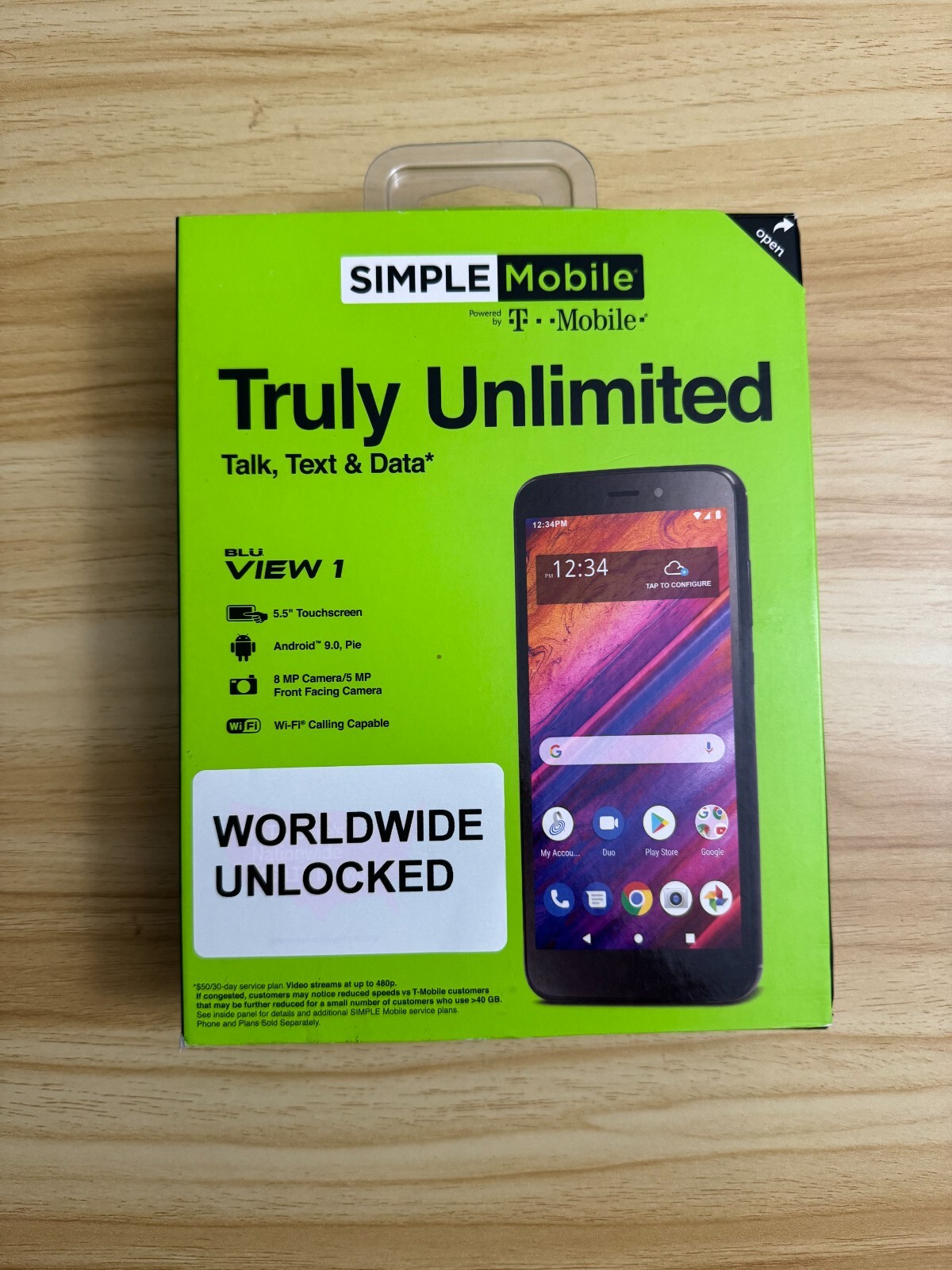UNLOCKED – Simple Mobile Blu View 1 4G LTE Prepaid Smartphone – Black – 16GB