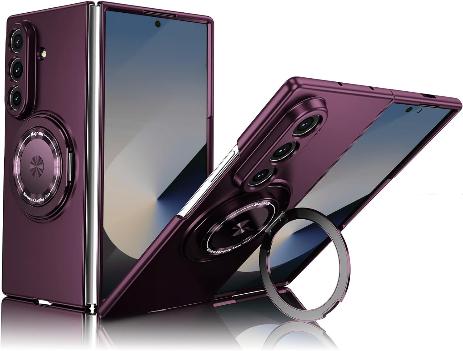 Burgundy Magnetic Stand Ring Holder Slim Shockproof Cell Cover for Samsung Galax