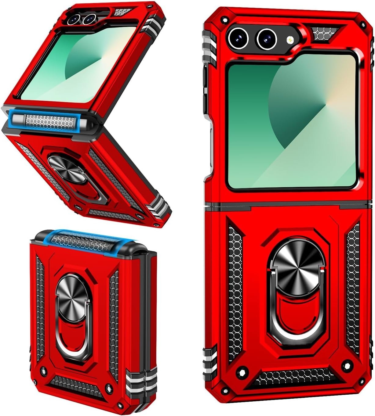 Samsung Galaxy Z Flip7 FE/Samsung Galaxy Z Flip 6 Case + Hinge Protection, Red