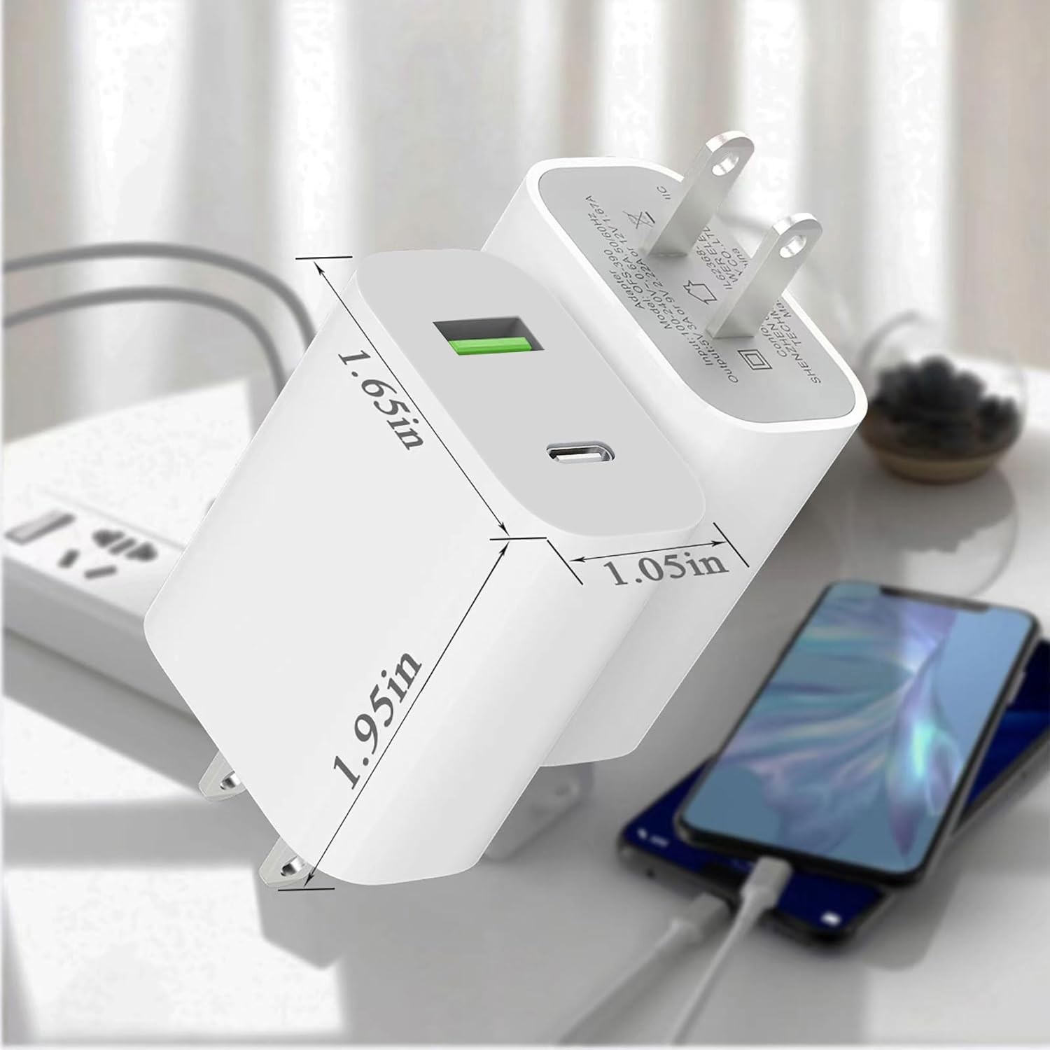 2 Pack USB C Charger Block, Dual Port Type C Wall Charger Fast Charging 20W Adap