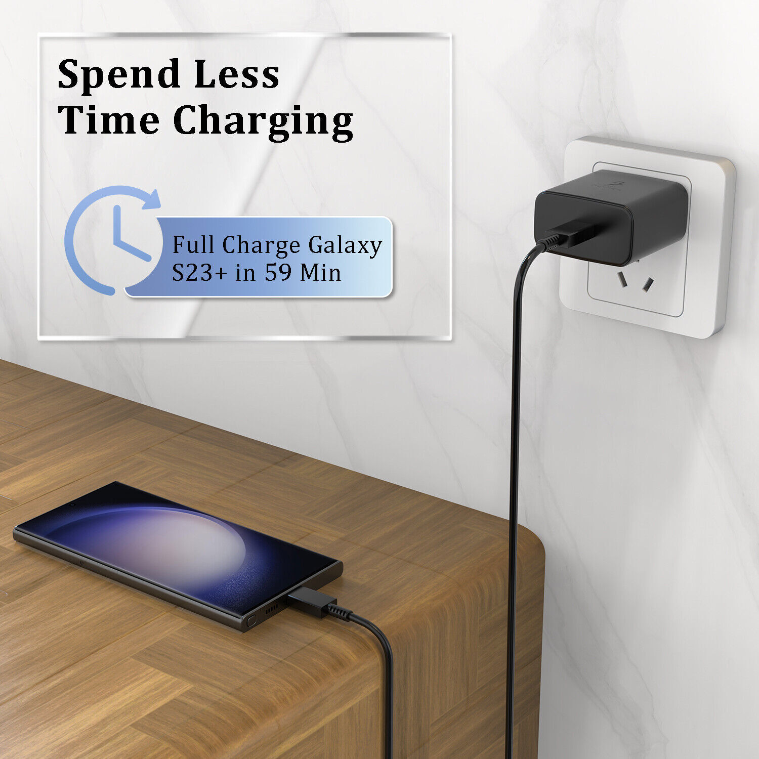 ⚡45W USB-C Super Fast Wall Charger Type C Charging Cable Fit Samsung S21/S22/S23